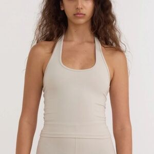 NWOT Organic Basics Core Halter Top in Sandstone